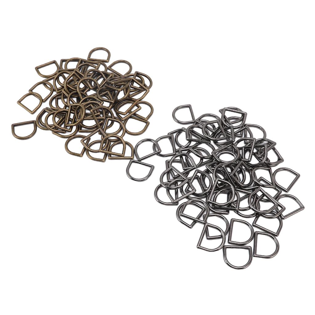 120Pcs Metal D Rings Bronze and Silver Black Zinc Alloy Rustproof Widely Used D Rings for Clothes