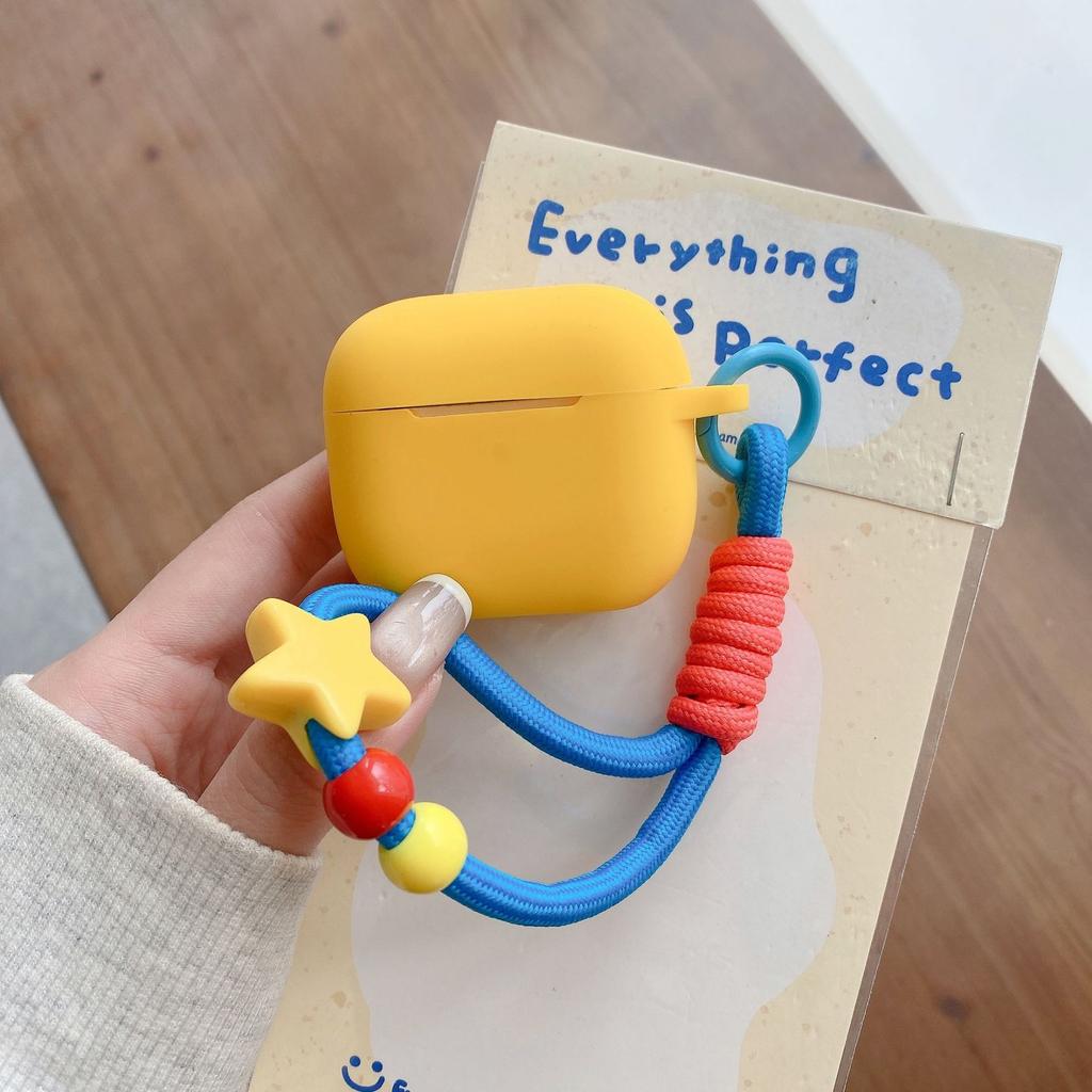 Solid color silicone for AirPods 1 /1 protective case pro1 wireless bluetooth 1/1 generation earphone case star hand rope