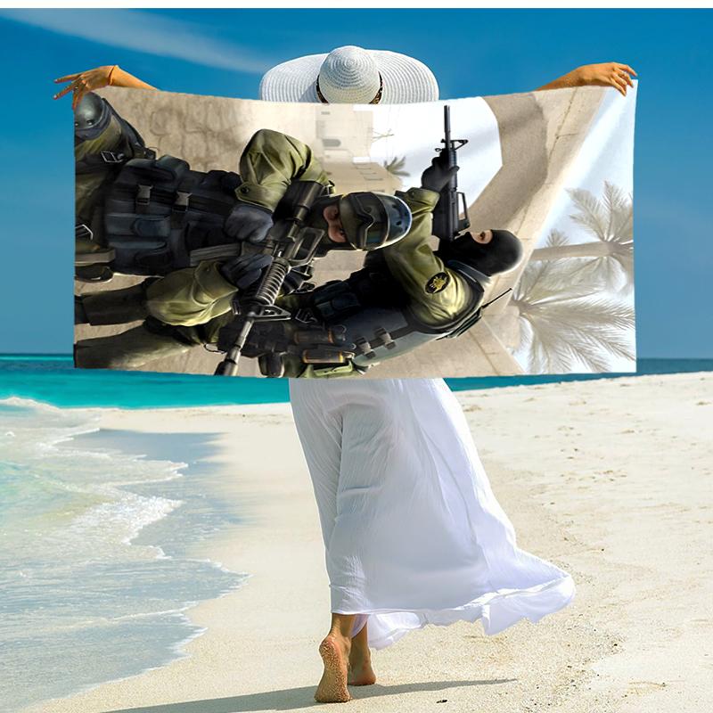 1pc CS Beach Towel, Comfortable and Thick, and Swimming/Bath/Picnic/Camping Towel, Suitable for Seaside Beaches