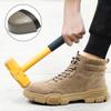 Suede Cowhide Labor Protection Shoes for Men Kevlar Steel Head Impact Resistant and Stab Resistant Breathable Safety Shoes