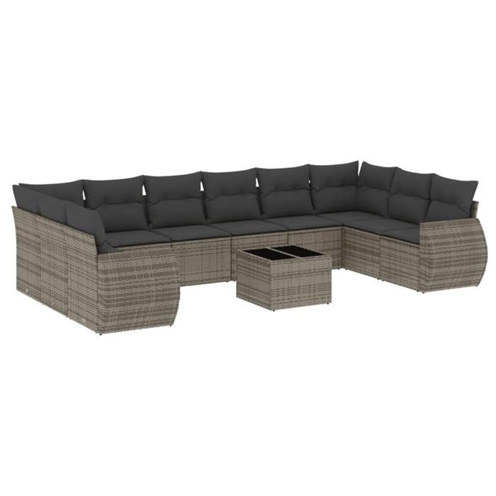 VidaXL Salon de Jardin avec Coussins 11 pcs, Canapés de Terrasse, Ensemble de Meubles de Patio, Mobilier d'Extérieur, Gris 3254217