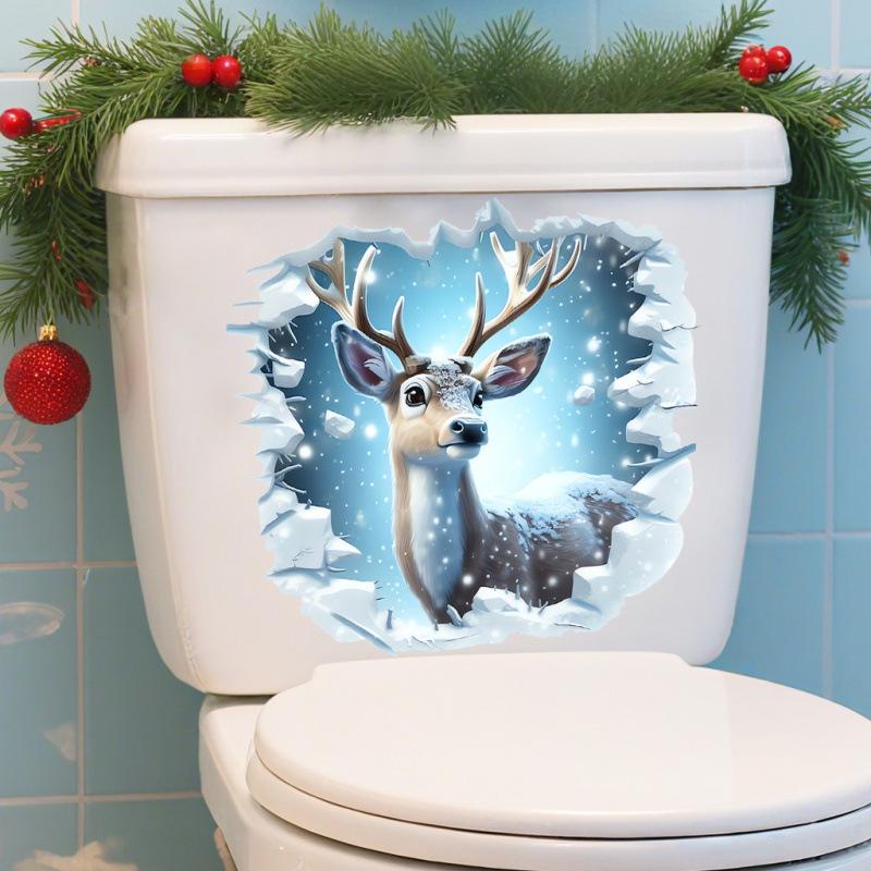 2025 Christmas Waterproof Removable Deer Wall Sticker for Bathroom Decoration