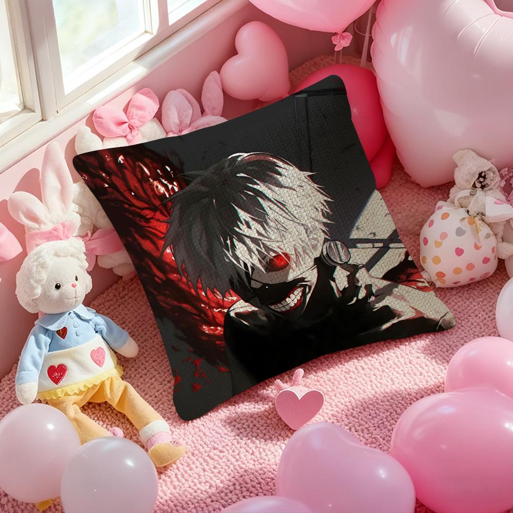 Tokyo GGhoul KKaneki Ken Pillow Case Antidustmite Pillowcase Invisible Zipper Silky Short Plush Sofa Cushion Cover