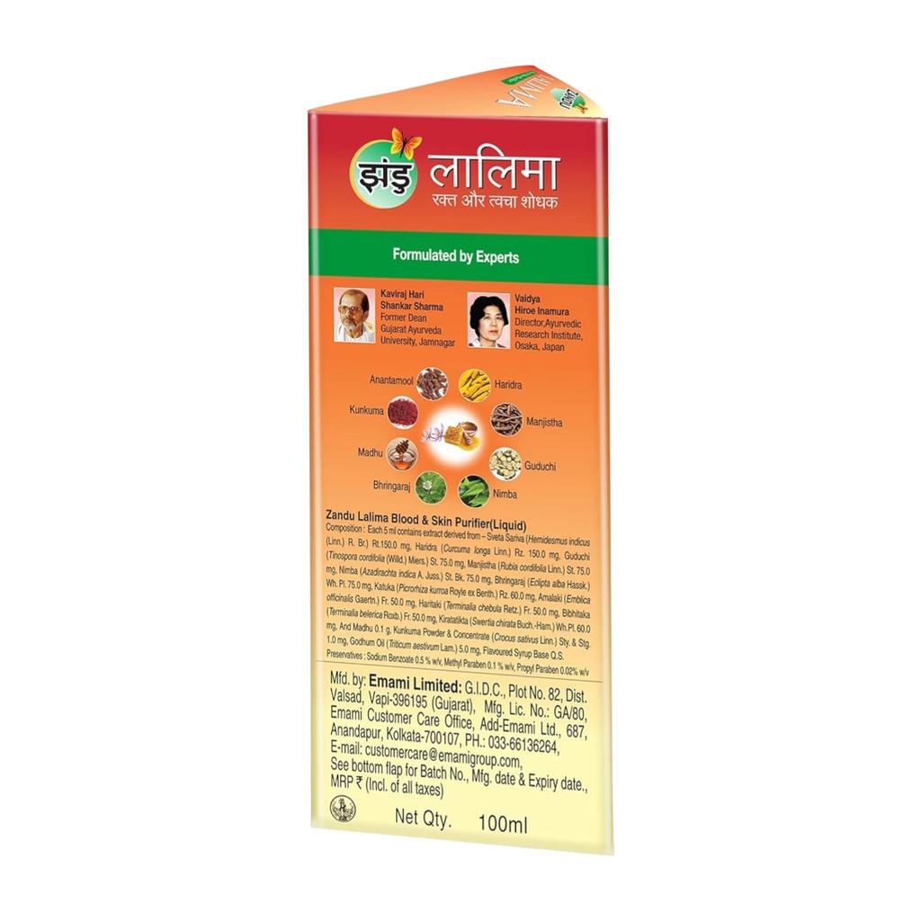Zandu Lalima Blood and Skin Purifier 500 ml Pack of 1 | Natural Ayurvedic Skin Cleanser for Glowing Skin