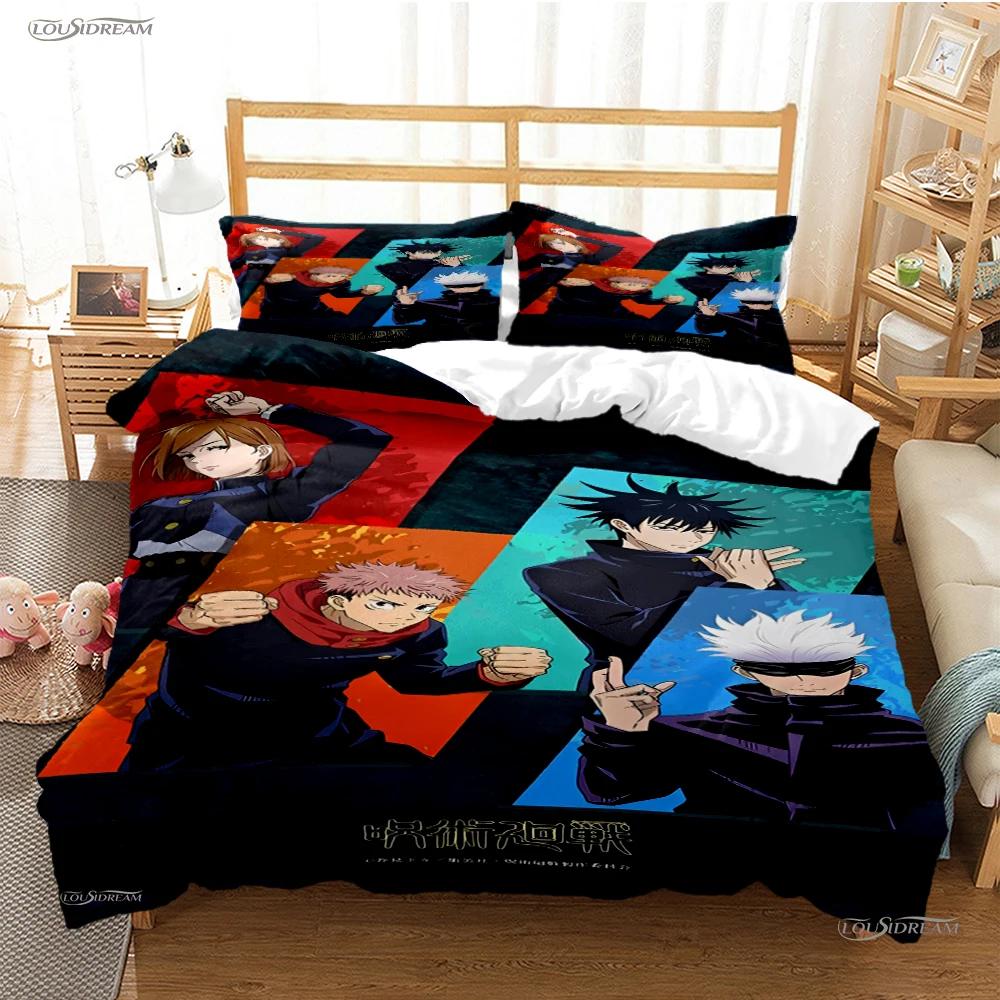 Cartoon Anime Jujutsu Kaisen Duvet Cover Comforter Bedding set Soft Quilt Cover and Pillowcas for Teens Single/Double/Queen/King