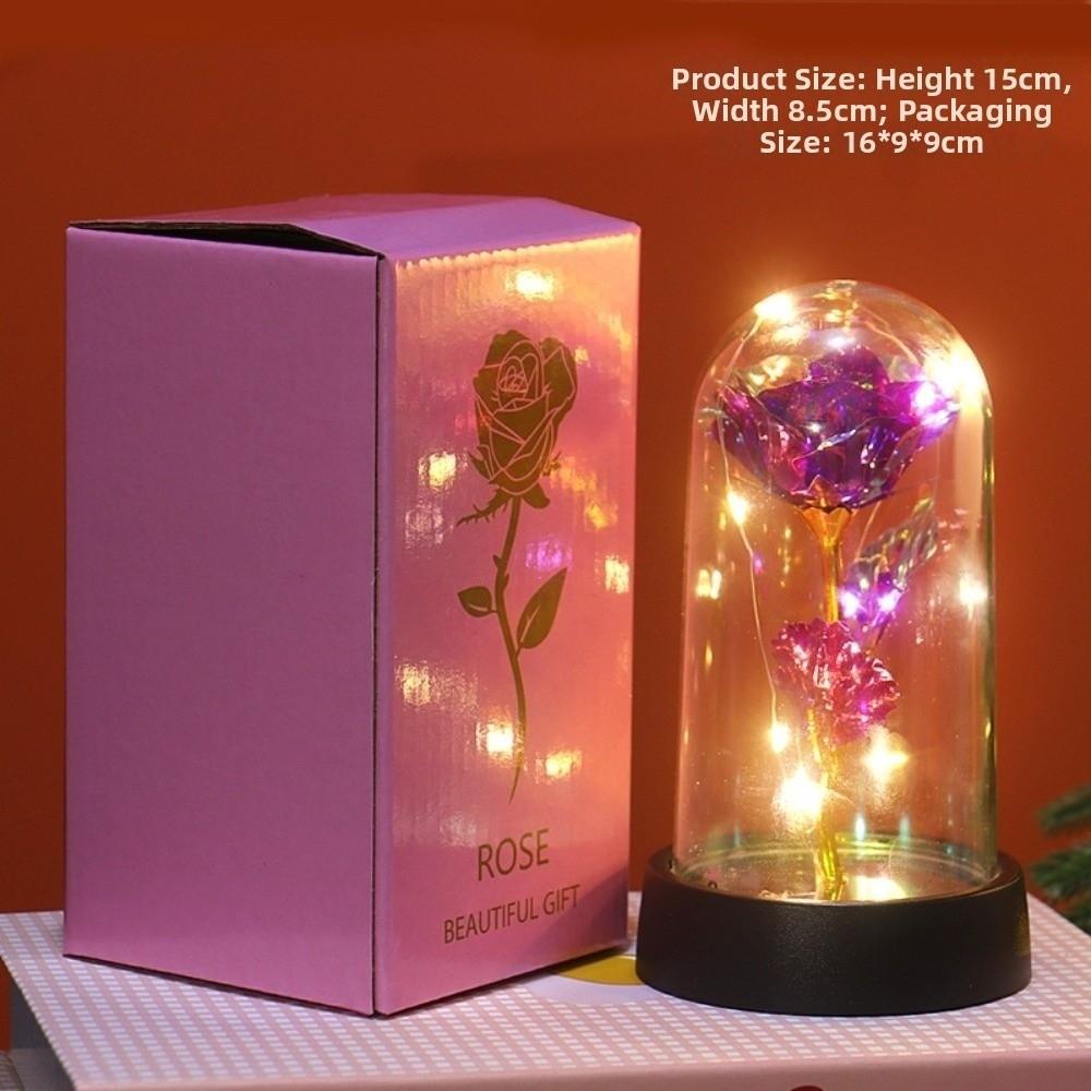 

LED Gold Foil Rose Creative Gift Ornaments Artificial Rose Flowers Mother s Day фіолетовий
