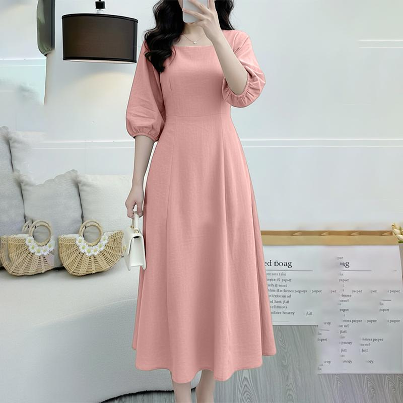 ZANZEA Women Casual Square Collar Summer 3/4 Sleeve Dress