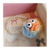 Large Mouth Cartoon Plush Doll Keychain With Faux Pearls Lanyard