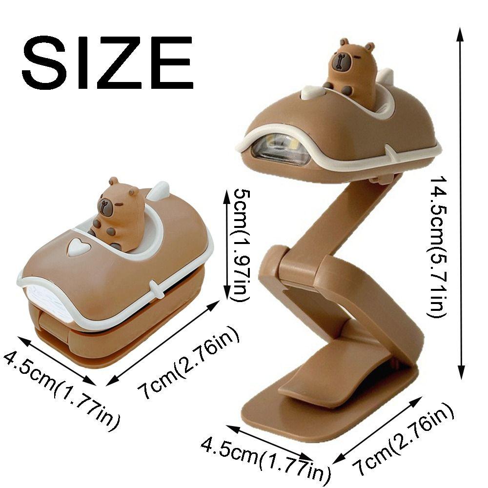 Cartoon Capibara Reading Light Adjustable Battery Powered Mini Capibara Folding Desktop Lamp Creative Portable