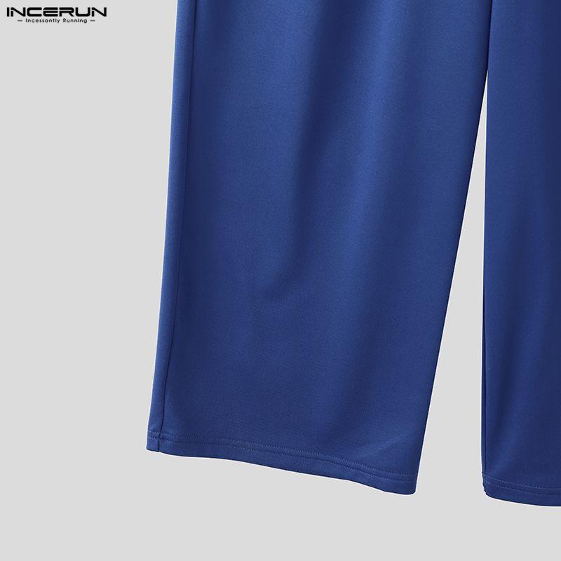 INCERUN 2PCS Men Square Collar Long Sleeve Thin Sweatshirts Long Pants Sports Sets