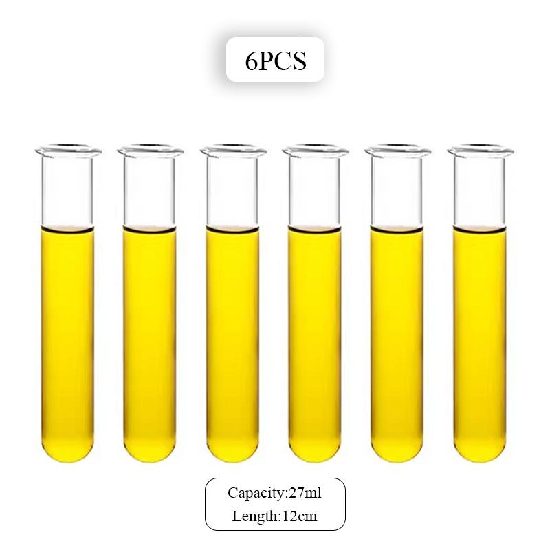 

6-12Pcs Test Tube Glass Cup Shot Glasses Bar Wooden Test Tube Rack Creative Cocktail Glass Cup Set Bar Party Accessories 50ml