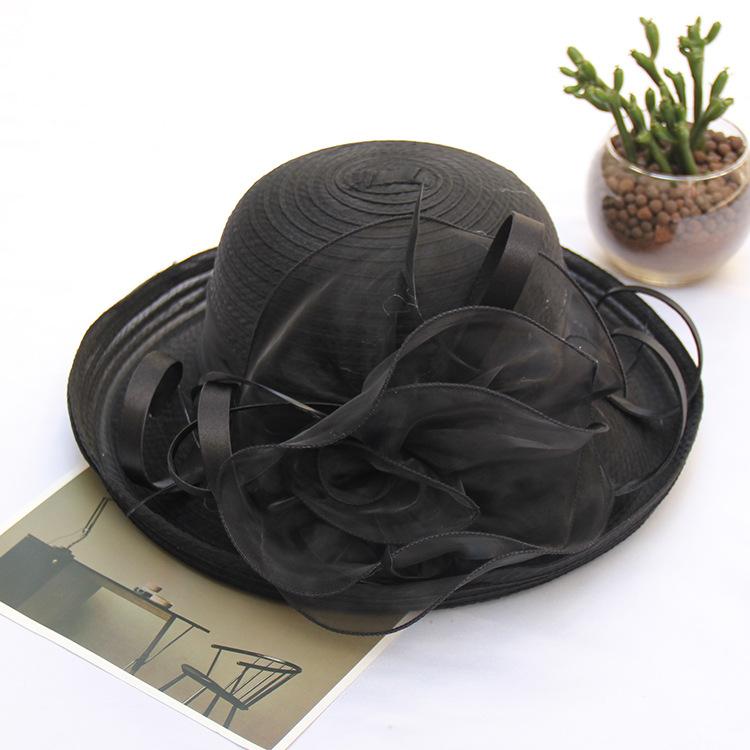 Sunscreen Sun Hat Organza Flower Mesh Sun Hat Spring And Summer Foldable Women'S Crimped Top Hat