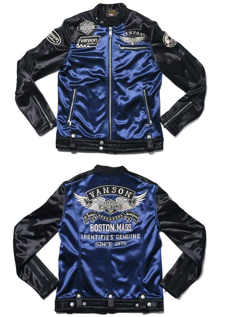 By Our Riders Flying Emblem Embroidery Patch Bonding Riders Jacket Navy X [Banson] [Custom-ordered Store] & JFV-802-DNAVY-BLACK (M, D. Black)