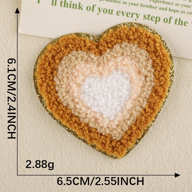 Chenille Heart & Flower Embroidery Patch with Adhesive Backing