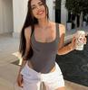 Body Canotta da Donna con Scollo a U Senza Maniche - Stile Europeo e Americano