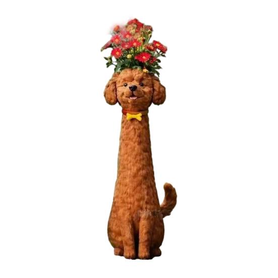 Handcrafted Quirky Dog Vase Whimsical Slim Puppy Sculpture Dog Flower Vase Decorative Vase for Desk Shelf