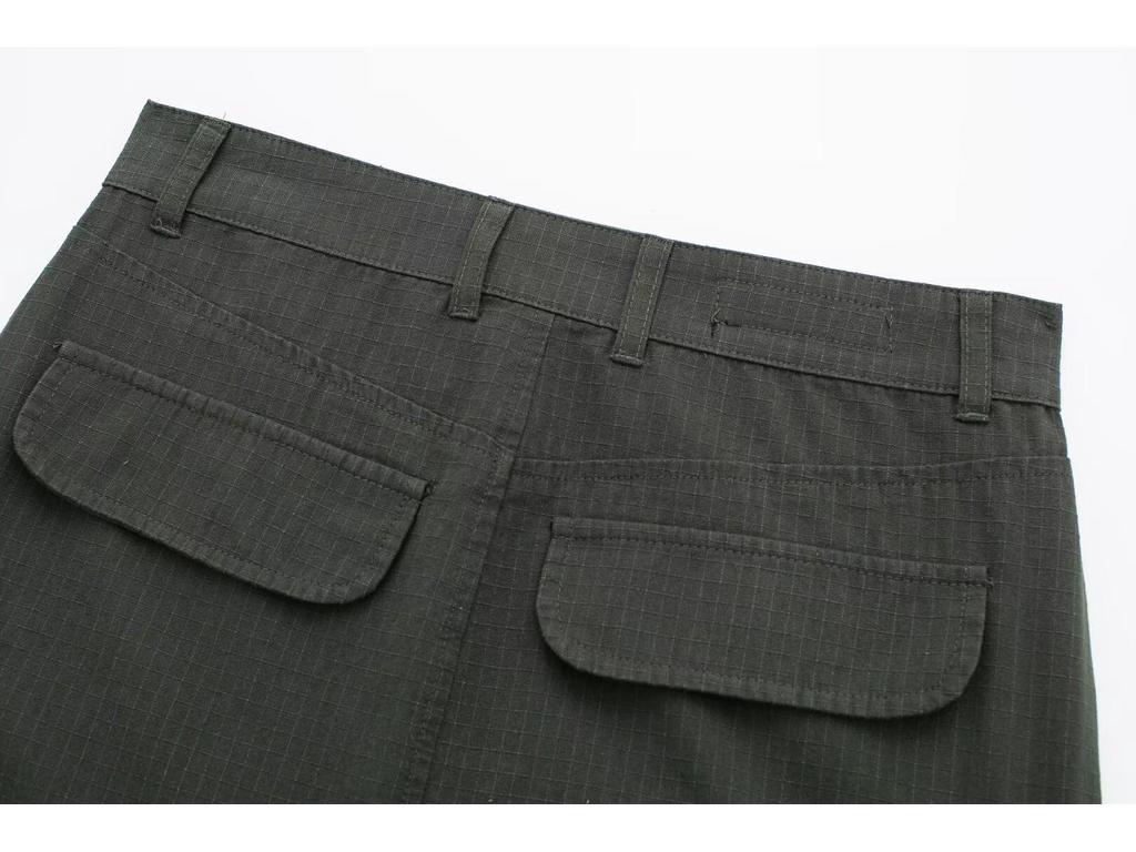 European & American Workwear Multi-Pocket Mini Skirt - Solid Color Casual Street Style Skirt