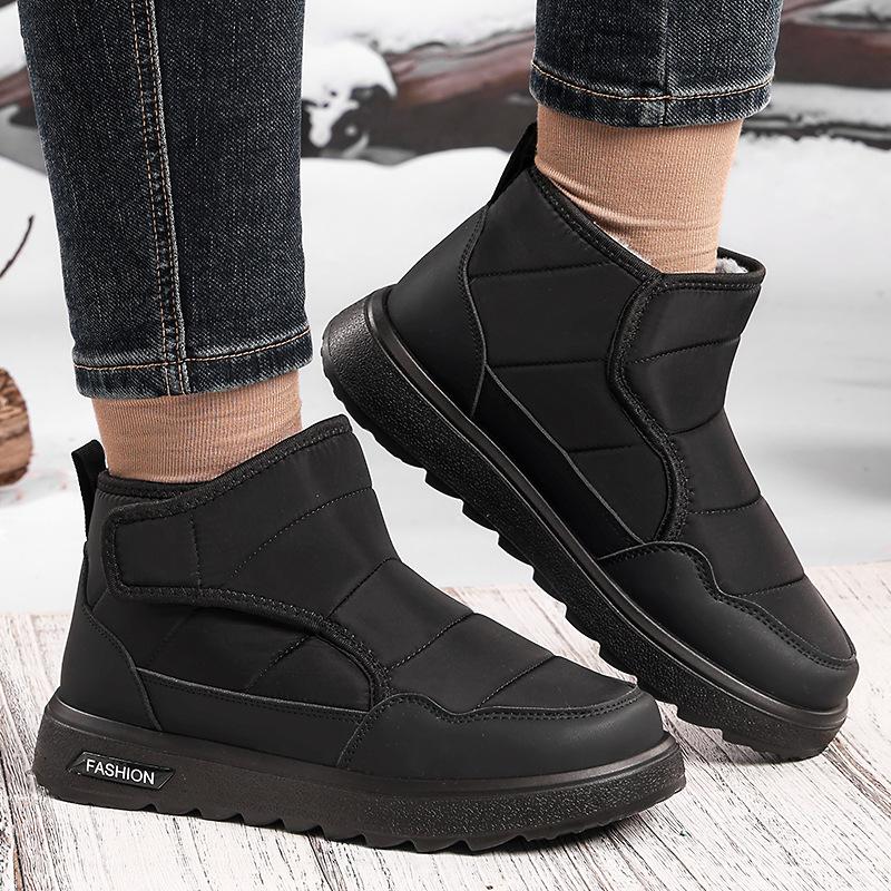 Cotton Shoes Men's Winter Outdoor Rain and Snow Cotton Boots Piled Thickened Large Size Snow Boots Warm Velcro Cotton Boots