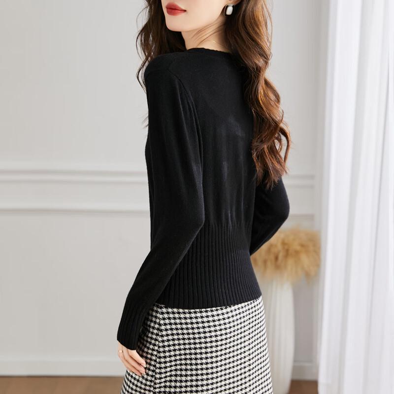 Srcr Petite V-Neck Superfine Wool Blend Knit Sweater