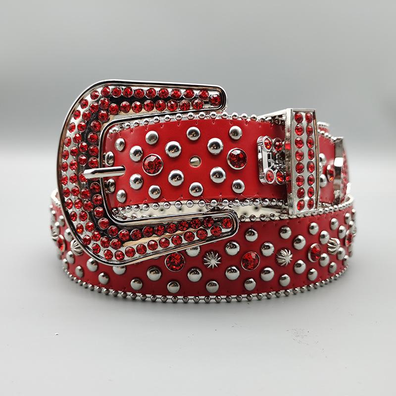 

Мужской женский ремень в стиле панк с заклепками и инкрустацией стразами широкий ремень для женских джинсов 110cm