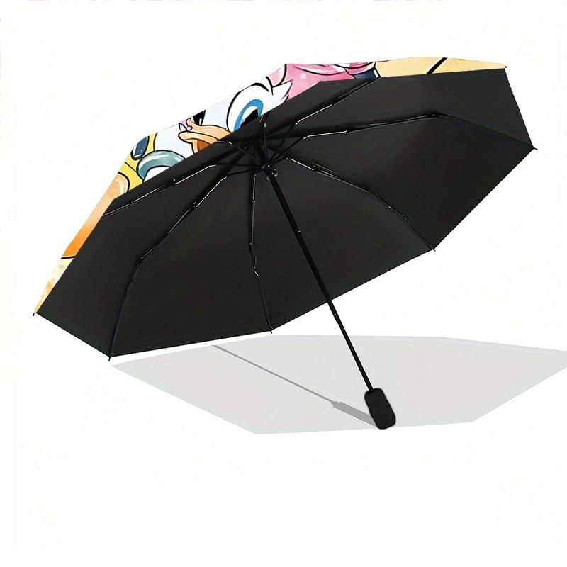 1pc Mickey, MinnieDesign Automatic Open/close Folding Umbrella - Compact Travel Umbrella, Heavy-Duty 8-Rib Construction