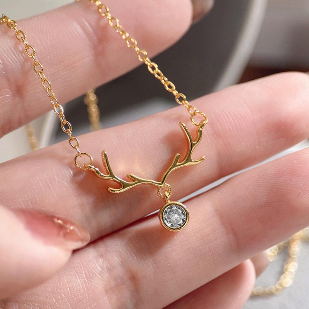 Minimalist Elk Antler Single Stone Dainty Neck Jewelry