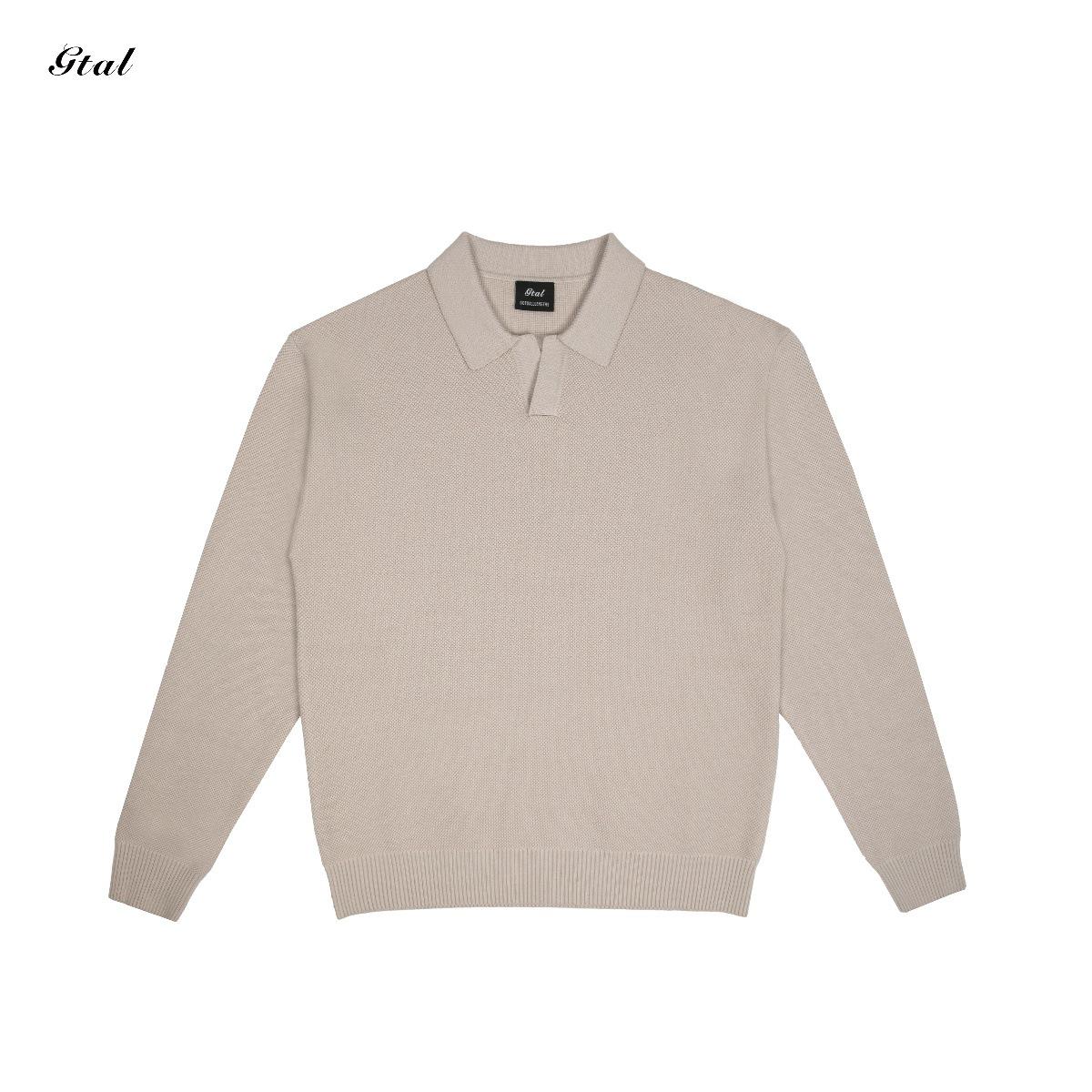 American Winter Heavyweight Seagull Collar Sweater, Old Money Style Lapel Knitwear. M бежевый