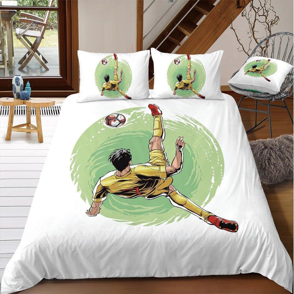 Comforter Football Soccer Goal Soft Bedding Set Sports Competitive Theme 2/3Pcs Full Queen King Size