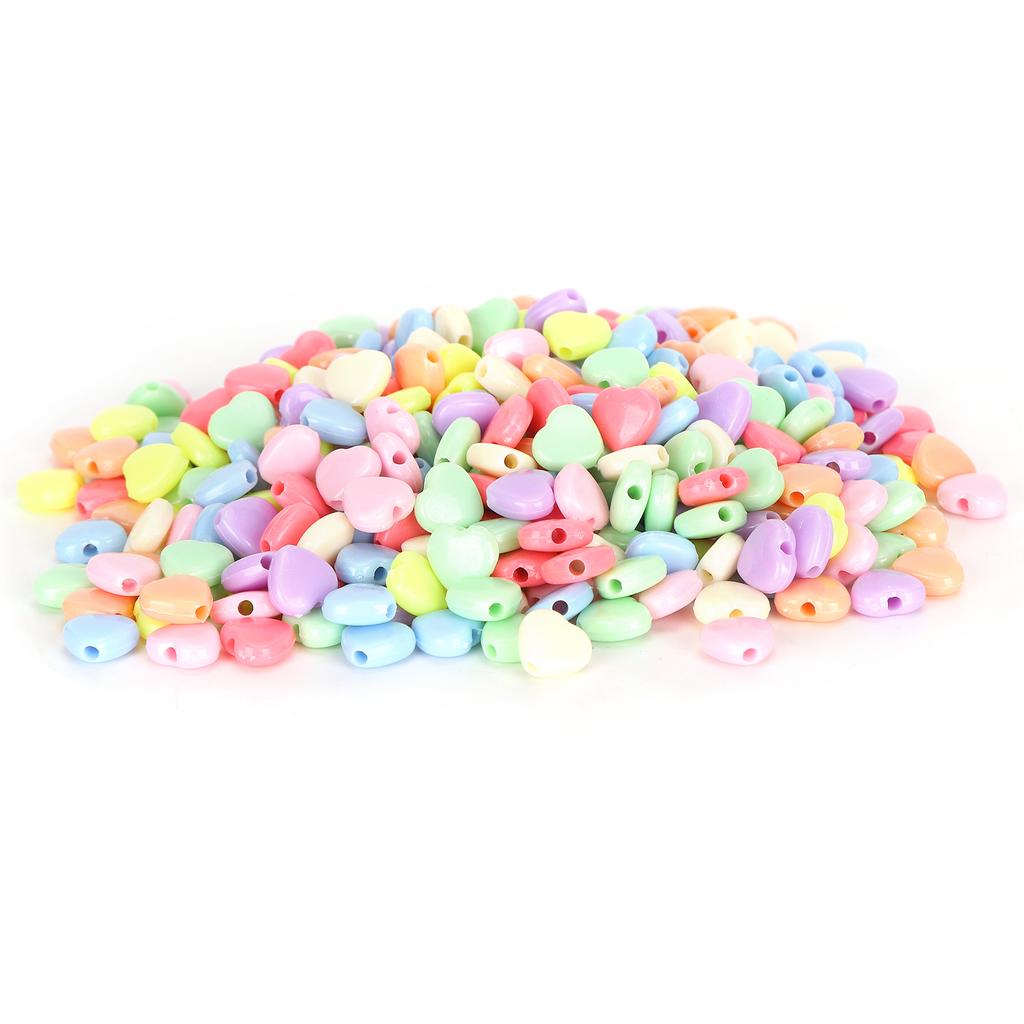 500PCS Heart Shaped Plastic Beads Craft Beads for DIY Clothing Accessories Materials