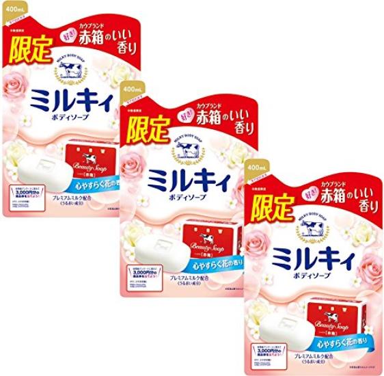 

Milky Body Soothing Floral 400ml x 3 Soap, Scent, Refill,