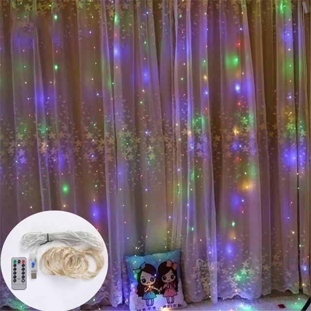 3M LED gardin krans på vinduet USB Power Fairy Lights Festoon med fjernkontroll nyttår Garland Led Lights juledekorasjon