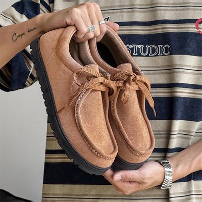 Men's Loafers Comfortable Suede Casual Shoes Retro Platform Lace Up Flat Half Slippers Mules Para Hombre New for Daily Use