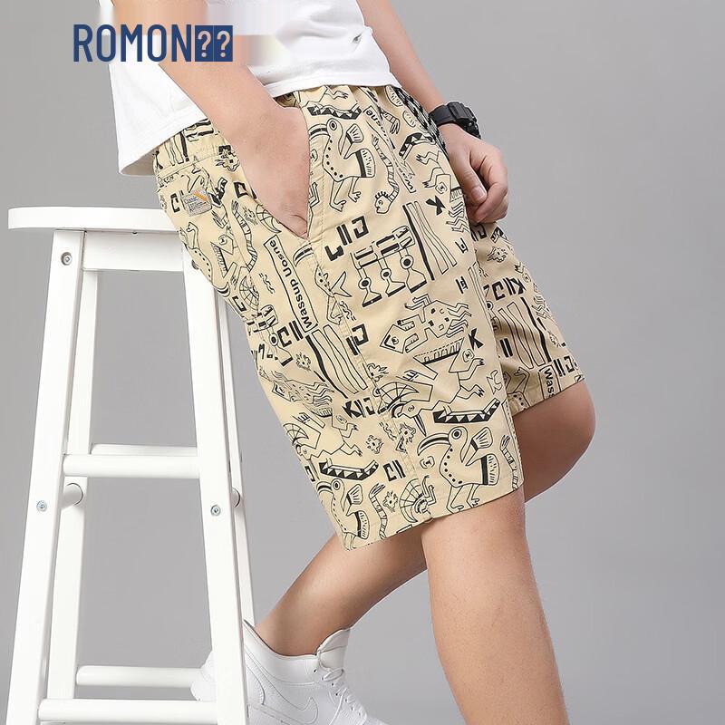 ROMON Men s Loose Fit Summer Cargo Beach Shorts L