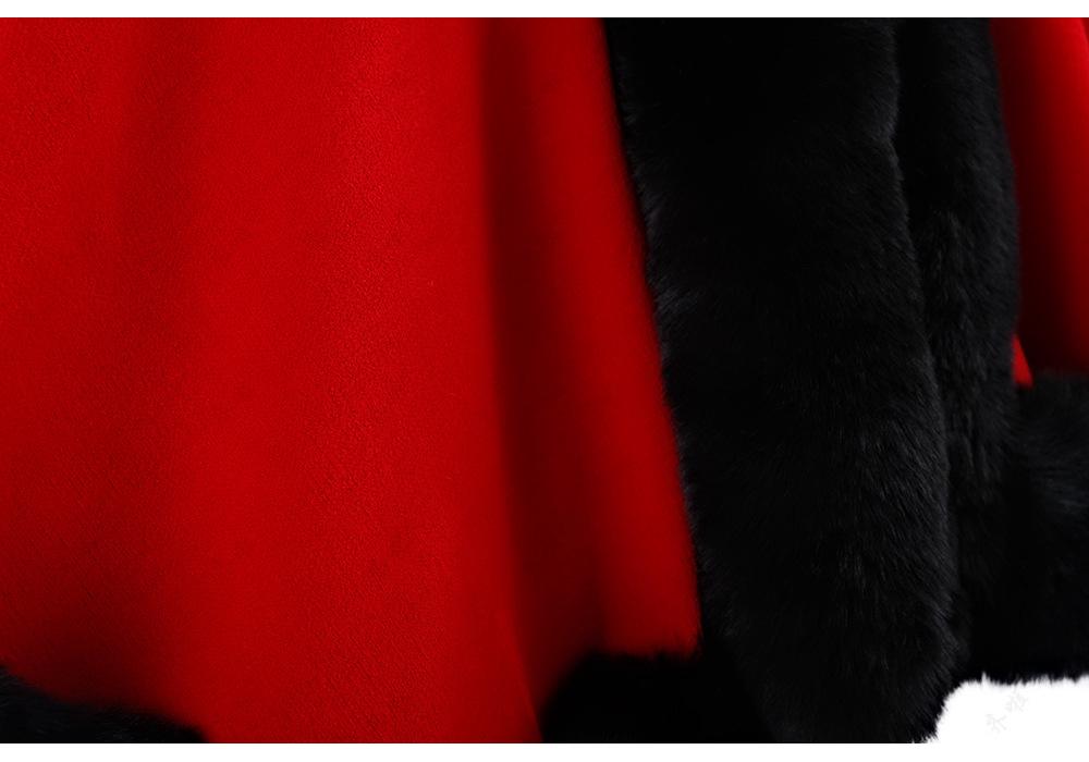 Elegant Faux Mink Woolen Cape Shawl: Plus Size Knit Cardigan Coat for Women