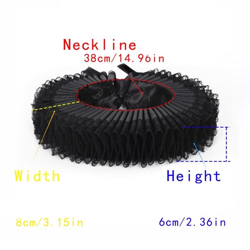 Comfortable Elizabethan Neck Ruff Victorian Ruffle Choker Adjustable Neck Ruff for Medieval Costume