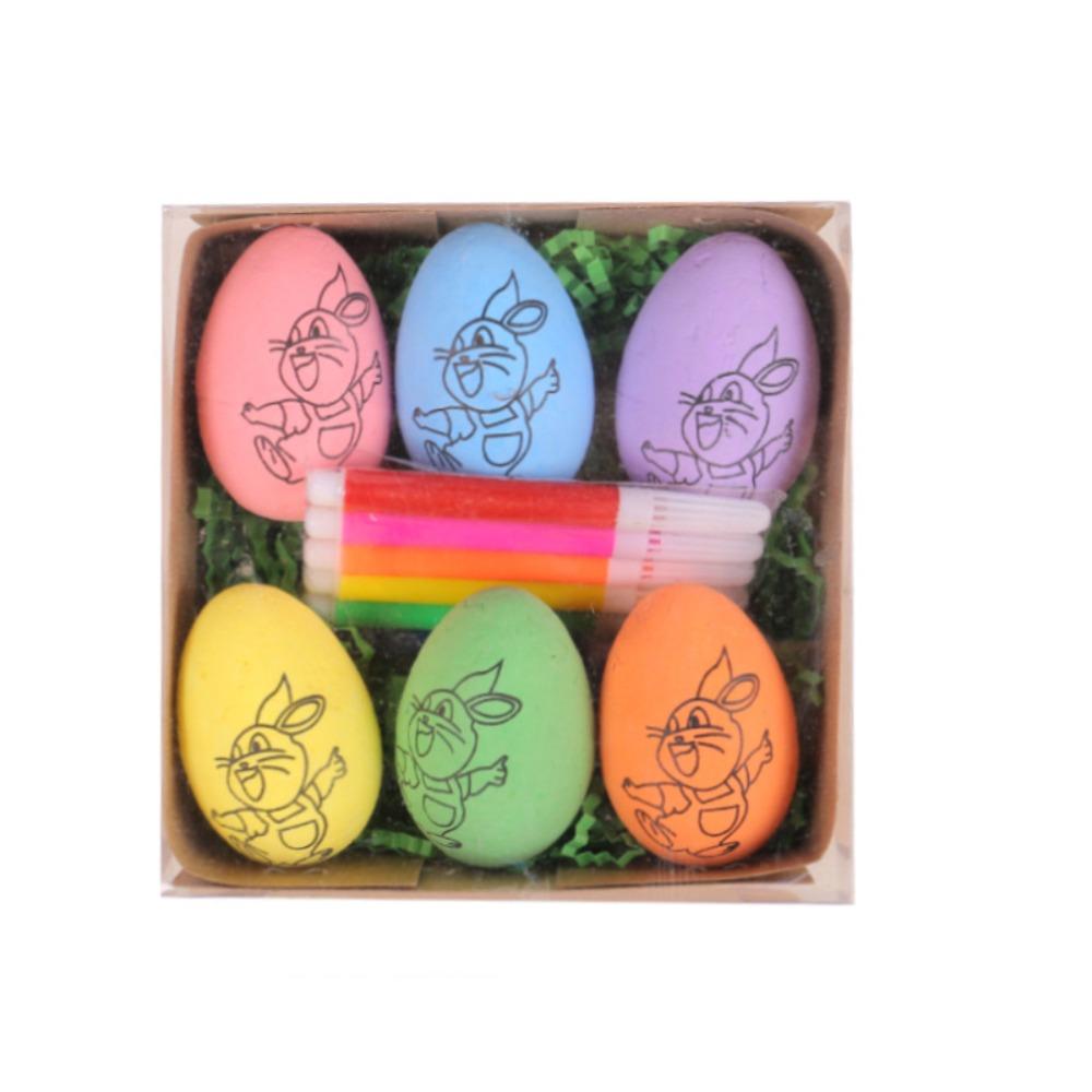 6PCS Coloring Craft Easter DIY Hand-Painted Eggs Foam Easter Eggs  Easter Scene Decoration