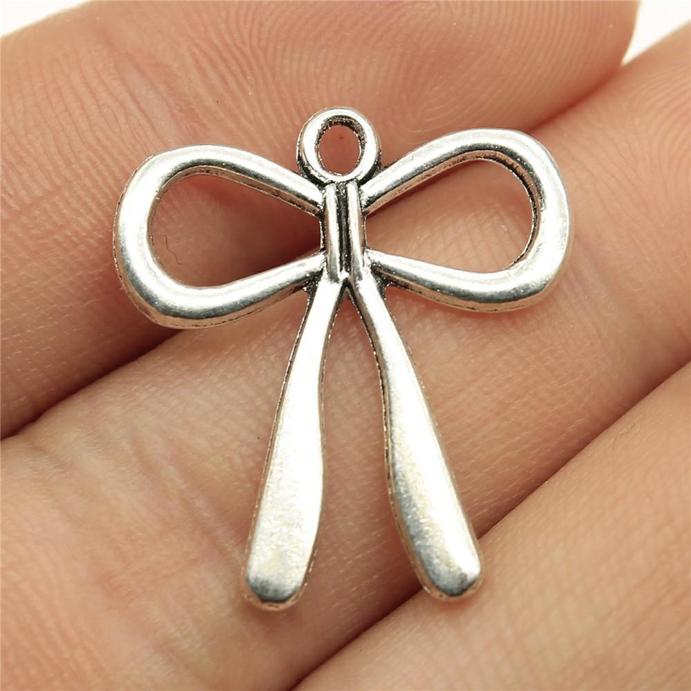 20pcs Bow Tie Connector Zinc Alloy Charm DIY Necklace Making Findings Handmade Tibetan Jewelry