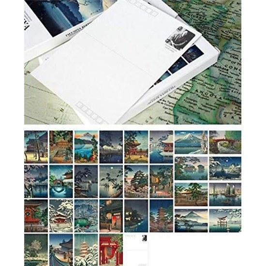 30 Pieces 1 Set Japanese Scenery Ukiyo-e Postcard Literary Greeting Cards Congratulatory Message Boxed (Tsuchiya Mitsui)