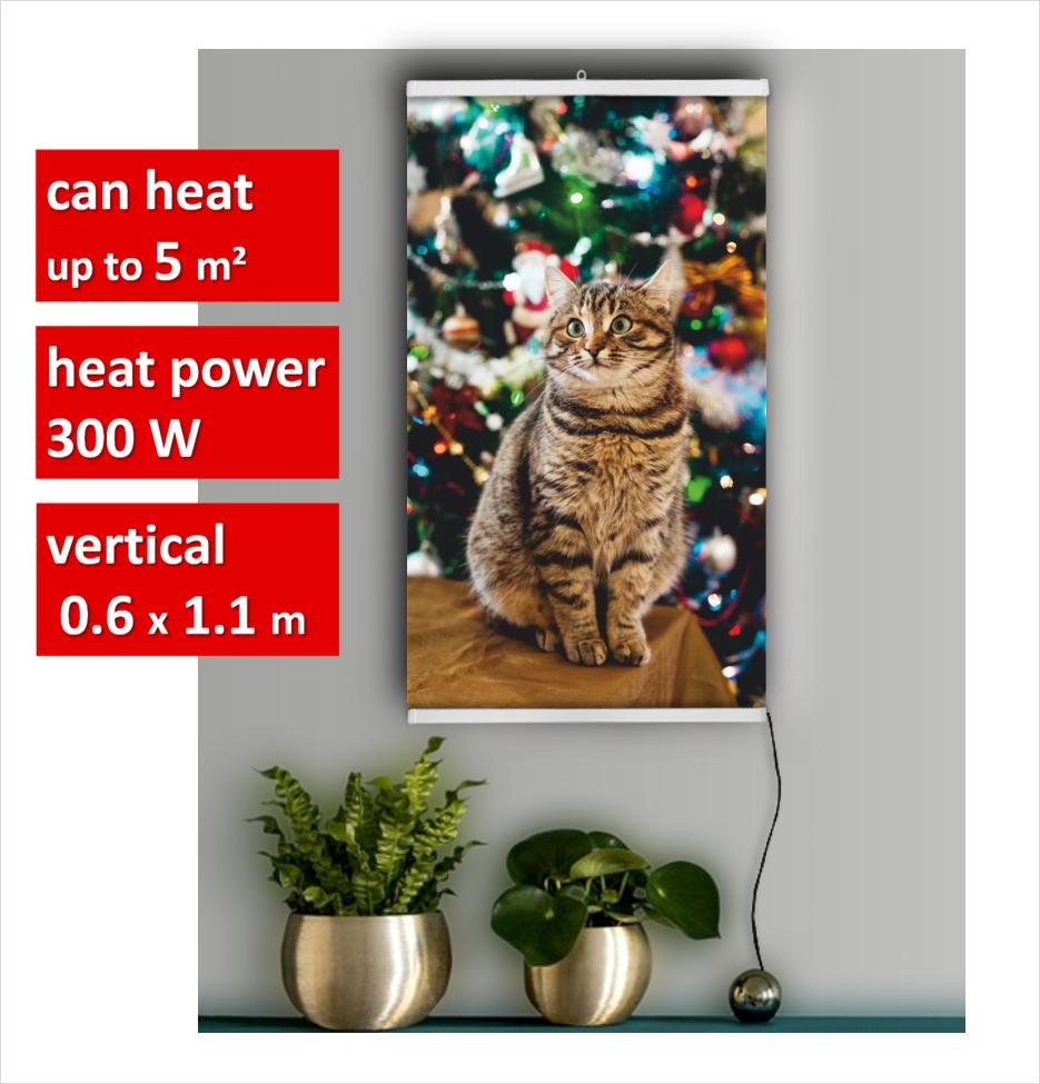 Heizbild "Weihnachtskatze" auf Monocrystal-Folie 105x60 cm 300 W