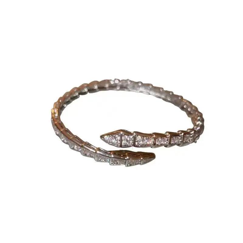 Bracelet Os de Serpent Lavable Zircon Serpent Bracelet Ouvert