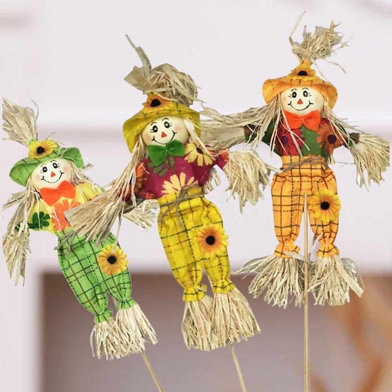 Cute Halloween Scarecrow Ornament Small Standing Scarecrow Welcome Sign Cartoon Garden Scarecrows Ornament Home Ornament
