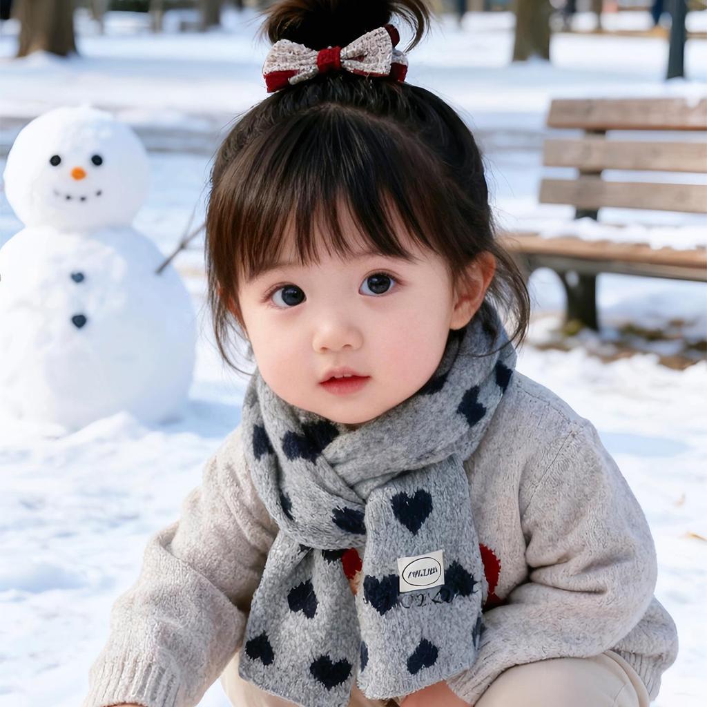 Korean Style Thick Wool Baby Scarf: Warm Knit Neck Warmer & Windproof Protector for Boys and Girls