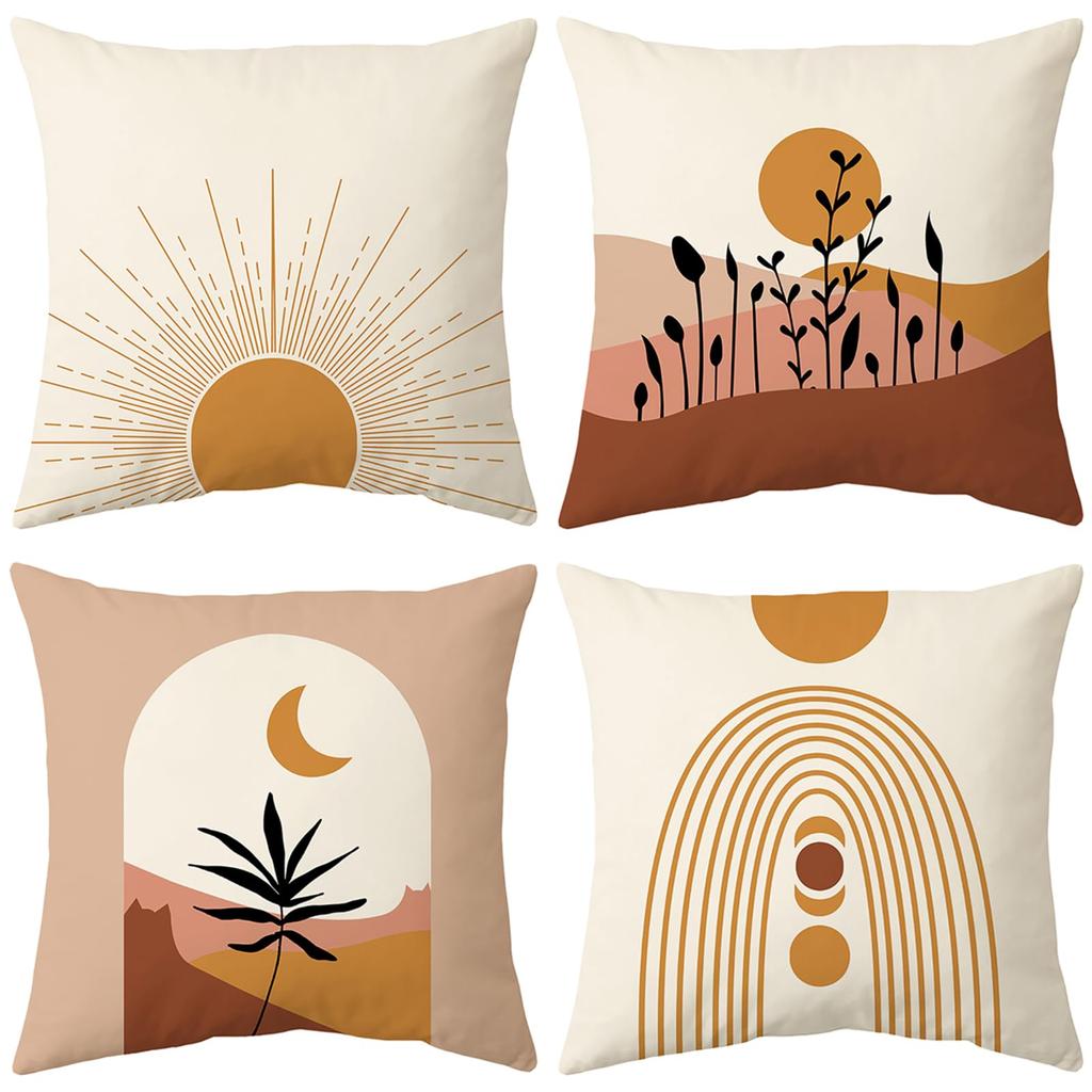 4 Stück Leinen Kissenbezüge 45x45cm Dekorative Kissenhüllen für Sofa Schlafzimmer Wohnzimmer Heimdekoration Reißverschluss Kissenbezüge