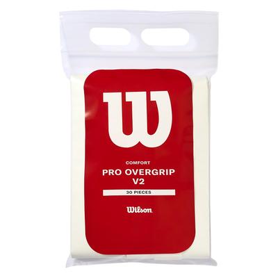Wilson Grip Pro Overgrip WR8449901001 Tennis/Badminton Tape, V2.0, 30-Pack, White,