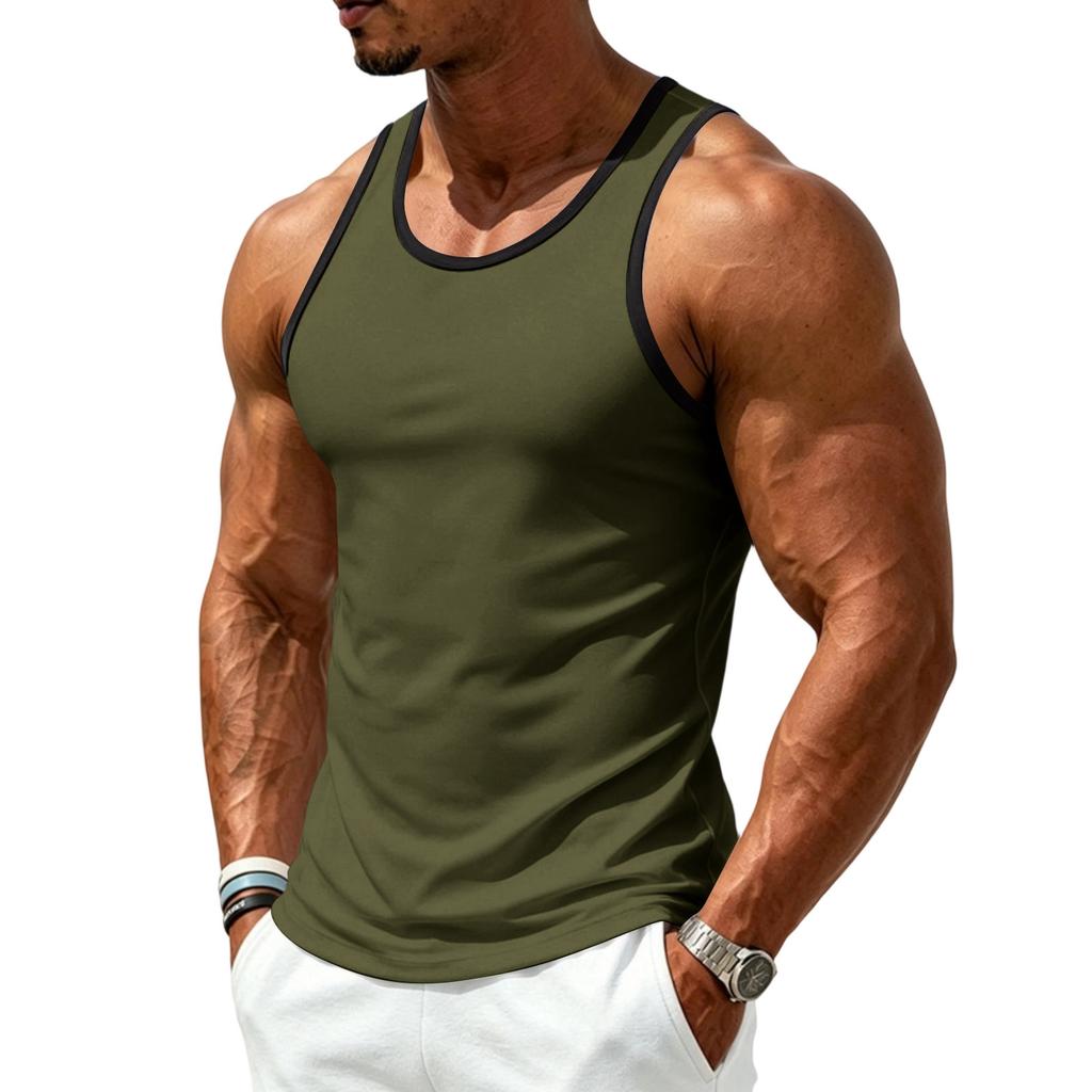 Men's Athletic Tank Top Gym Workout Sleeveless Shirt Moisture Wicking Breathable Stretch Fabric Loose Fit Training Vest
