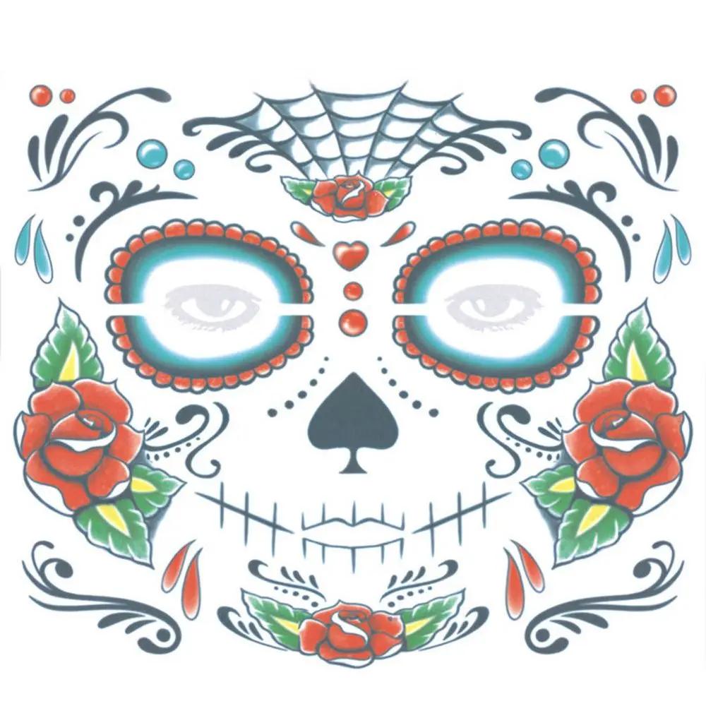 Pop Face Decal Waterproof Halloween Dress Up Day Of The Dead Temporary Stickers Facial Makeup