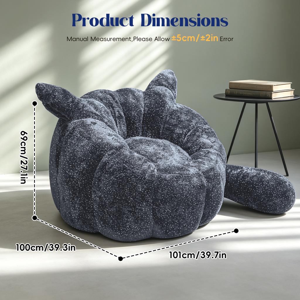 Starry Snow Fox Bean Bag Chair,Bean Bag Sofa,Indoor Soft Fluffy Animal Shaped Bean Bag Seat for Bedroom,Living Room