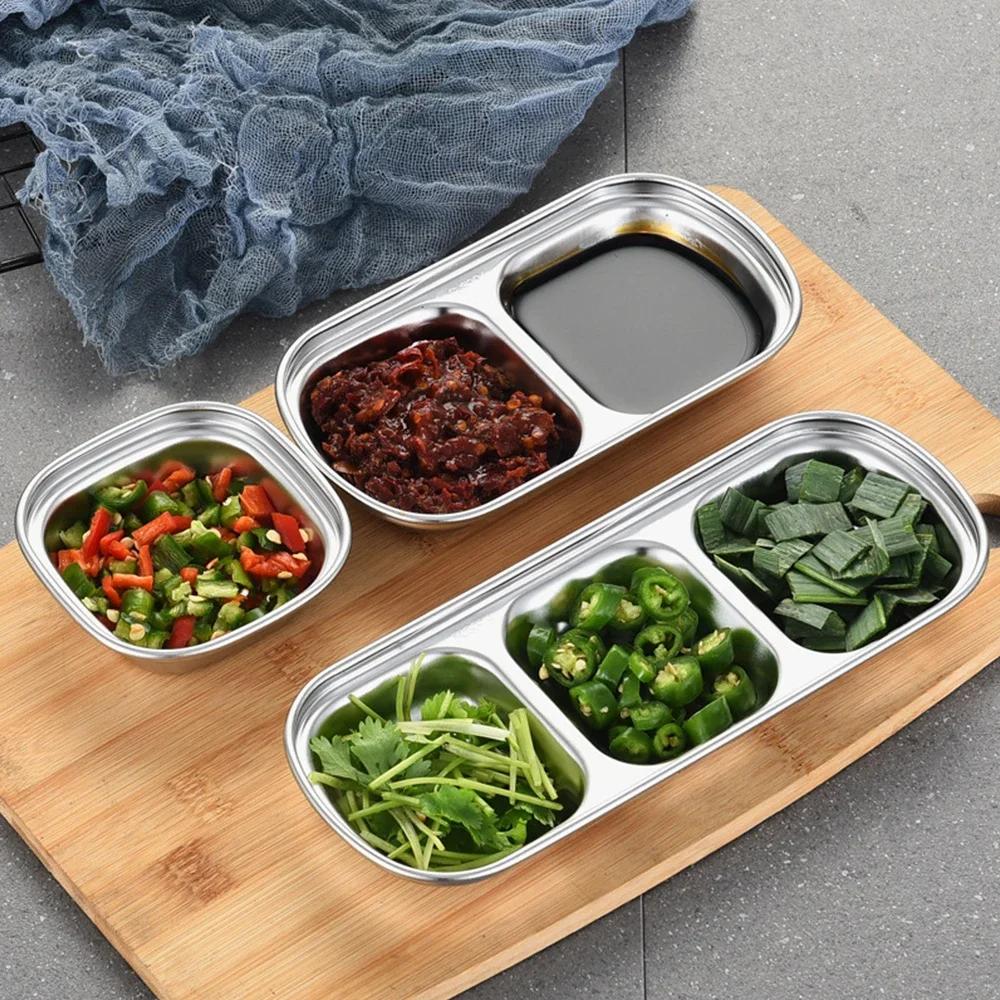 304 Stainless Steel Pepper Roast Meat Sauce Dishes Wasabi Bowl Separate Sushi Vinegar Soy Plates Tableware Food Seasoning Tray