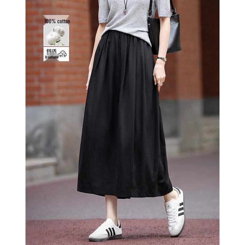 

Demana Women s Pure Cotton Elastic Waist O-Shape Midi Skirt M
