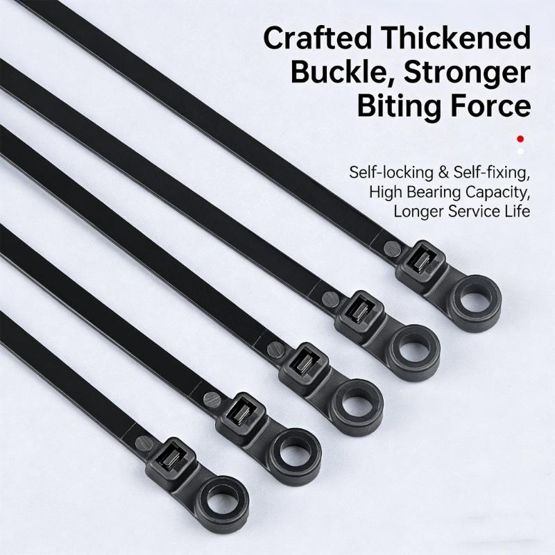 Pack Of 100 Strong Polyamide Fastening Bands With Screw Holes For Reliable Cord Management And Organization